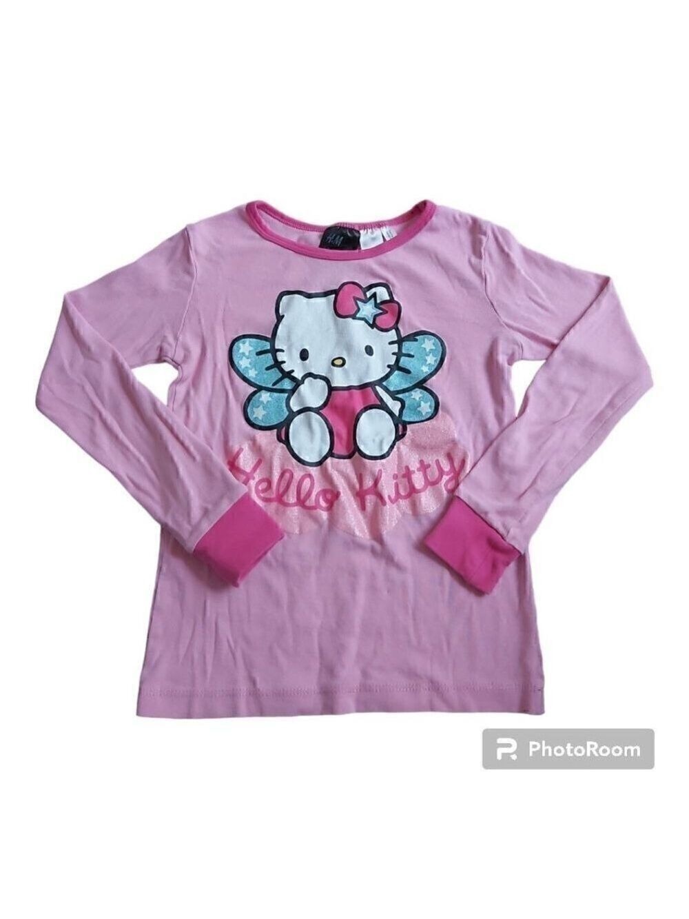HELLO Kitty Girls Pink 100% Cotton Graphic Long Sleeved Pajama Top - Size 8Y
